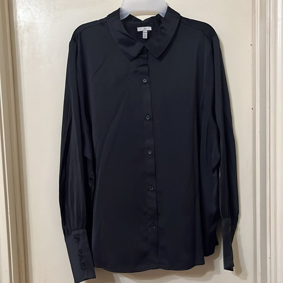 NWT Joie satin blouse XXL black - Picture 1 of 8